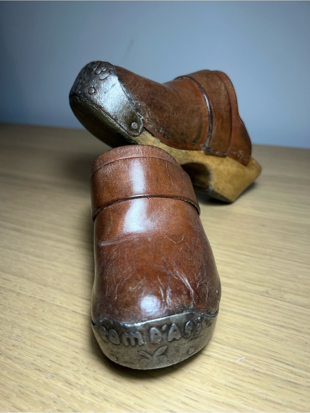 RARE ARCHIVAL 1970s Vintage French Pom d'Api Children's Wooden Clogs